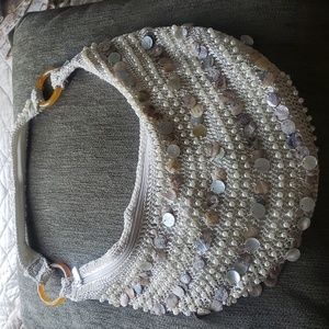 Crochet pear and shell hobo bag